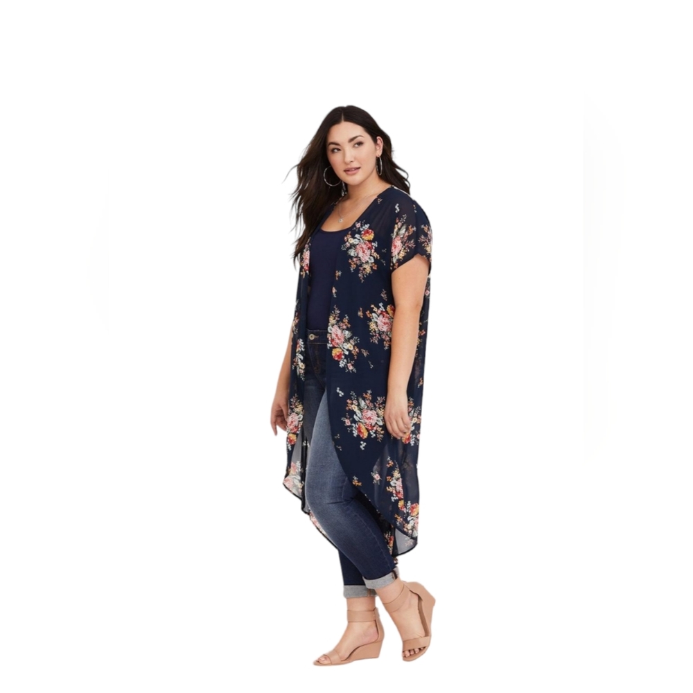 Torrid maxi kimono in exploding bouquet size 1/2